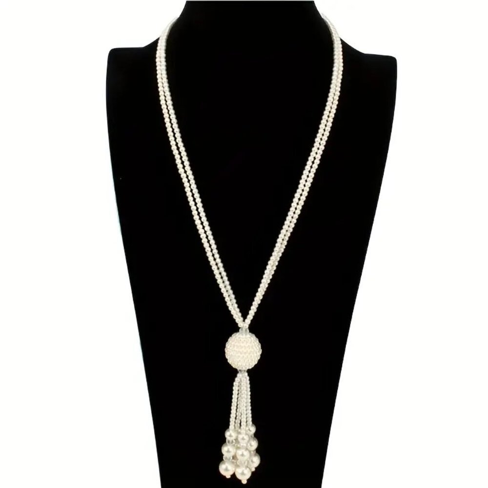 Travel Passions - Pearl Tassel Sweater Chain with one Pearl Ball